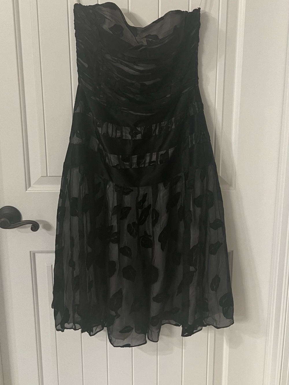 Christopher Kane Black Strapless Sheer Floral Cocktail Dress size 6